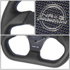 320mm Flat Dish Steering Wheel for NRG 3-Spoke (Suede, Blue Stripe)