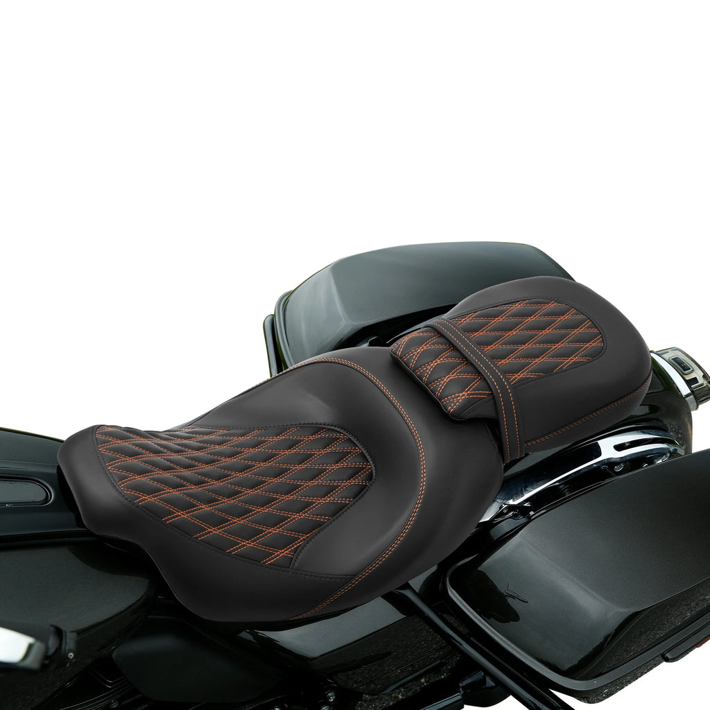 Gel Seats for Harley CVO Road Glide (2009–2023) - Black/Orange