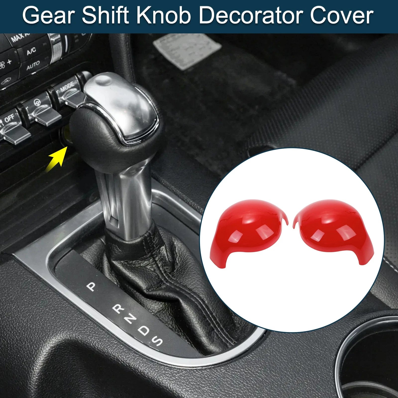Set of 1 Gear Shift Knob Decorator Cover for Ford Mustang (2015–2023) Red