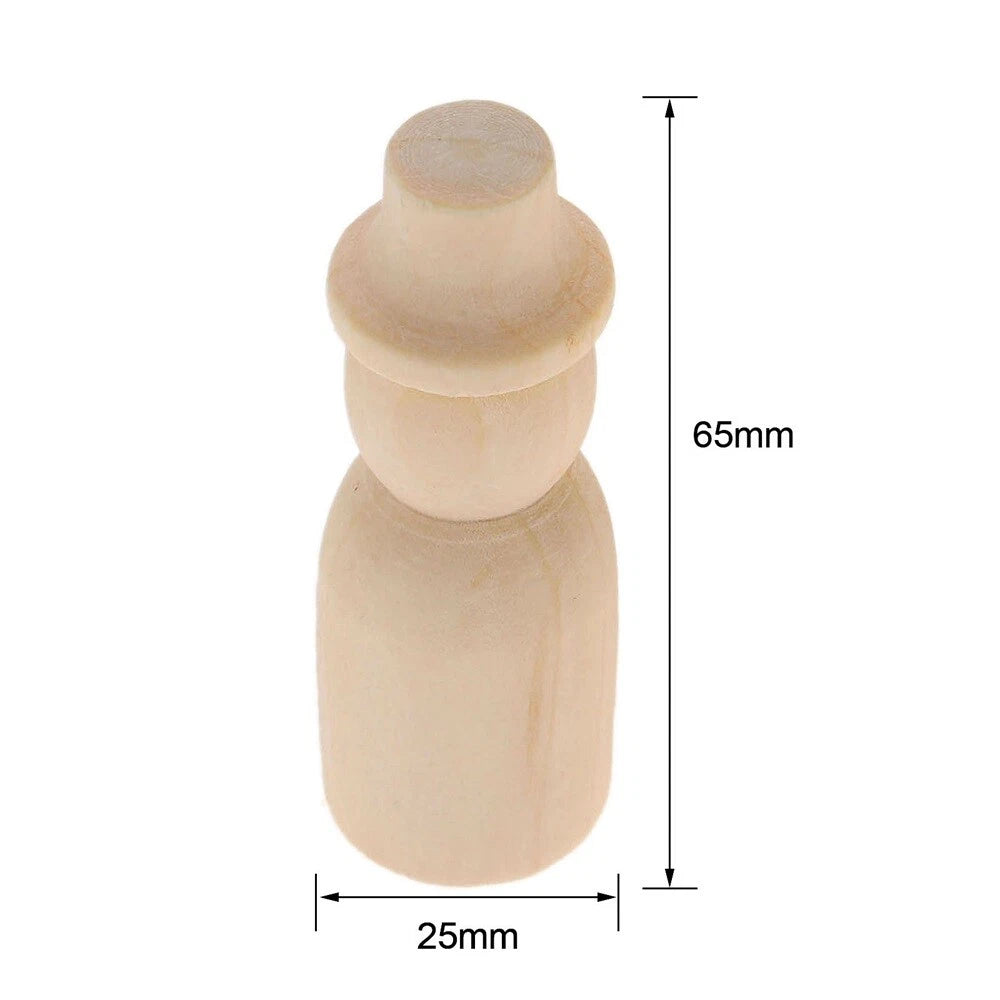Set of 5 Unpainted Wooden Peg Dolls Toy Figures 65x25mm