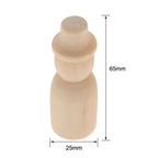 Set of 5 Unpainted Wooden Peg Dolls Toy Figures 65x25mm