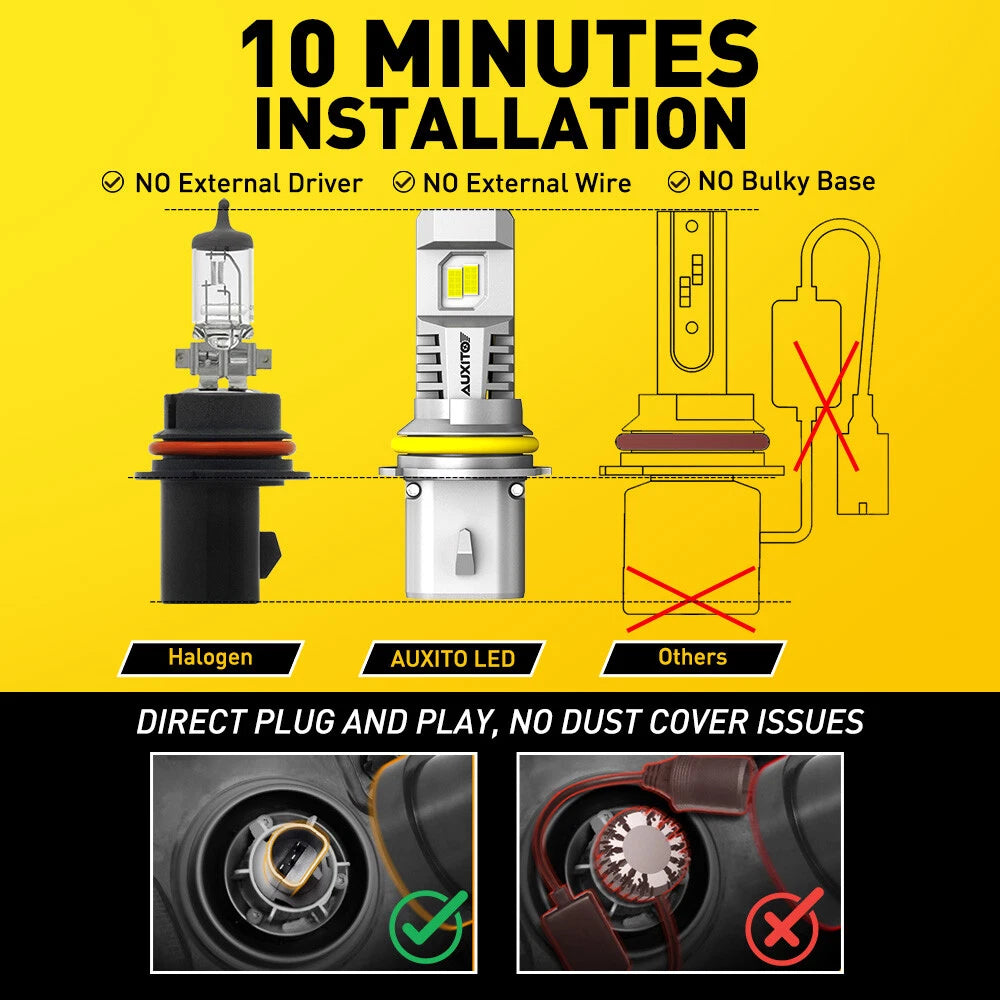2X 9007 LED Headlight Bulbs