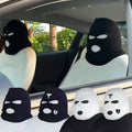 Funny Black/White Balaclava Face Car Headrest Cover for Halloween (—)