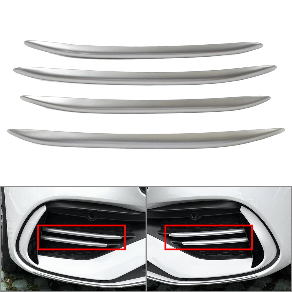 Front Bumper Splitter Fins Canards Silver for Benz C-Class (2022–2023)