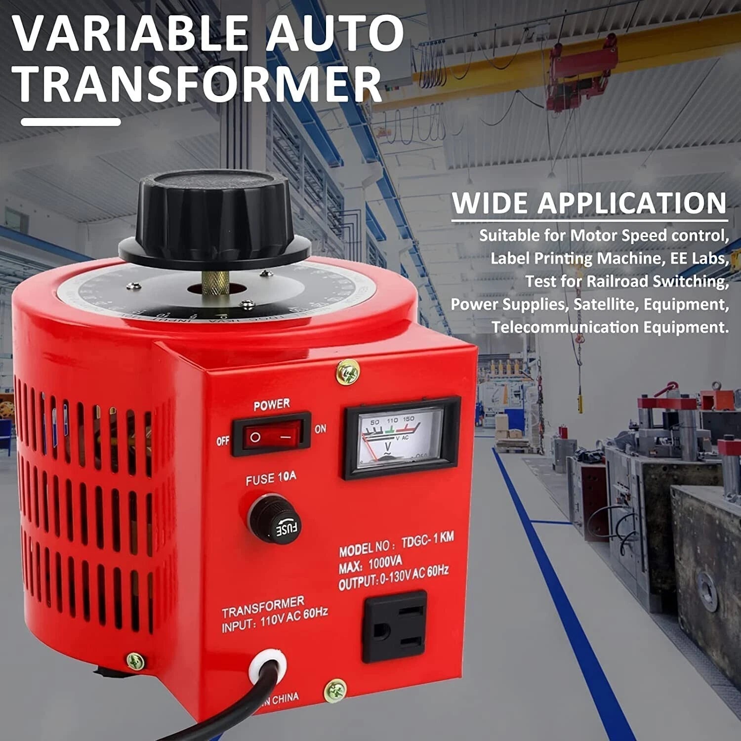 Variac Variable Transformer for Auto Voltage Converter (0-130V)