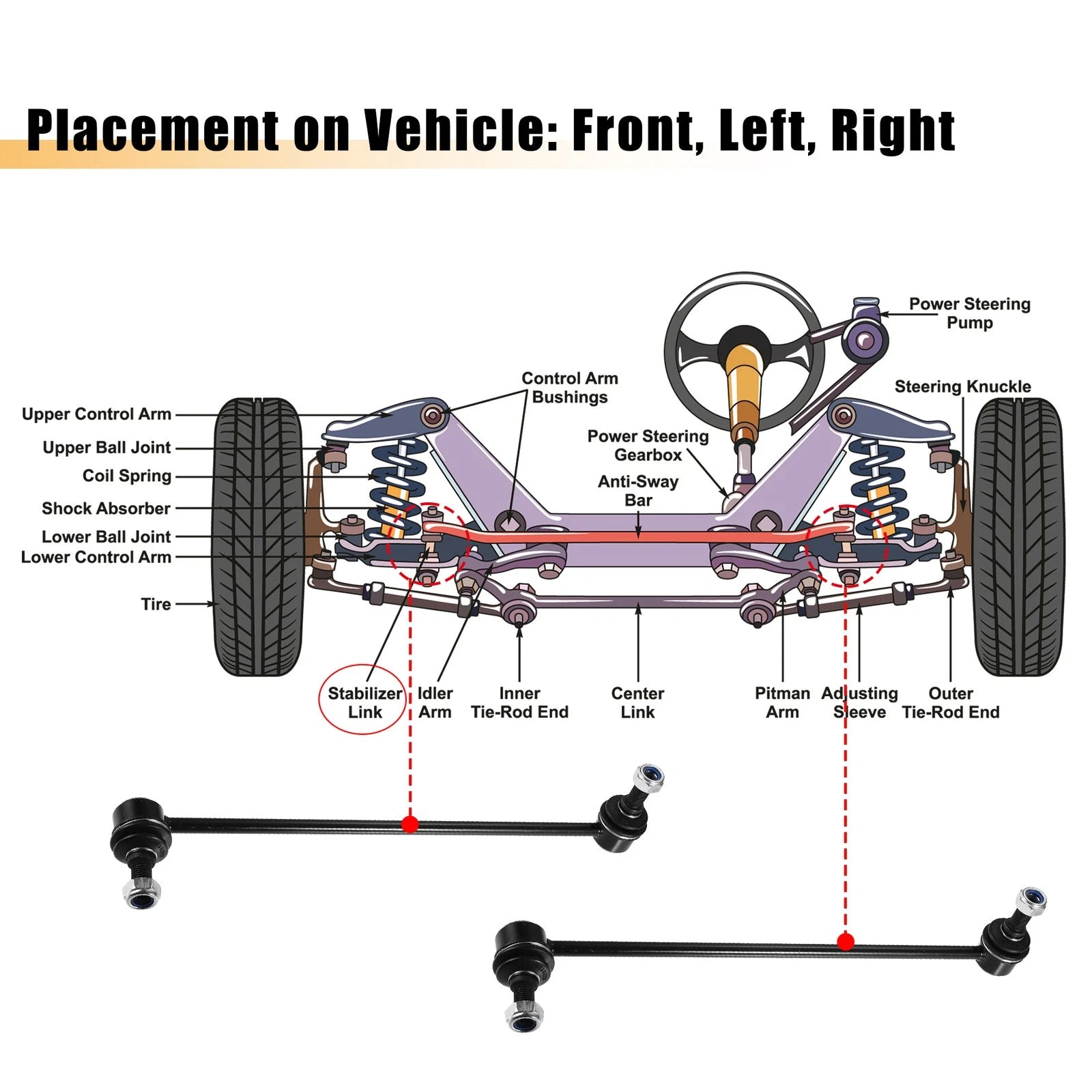 2pcs Sway Bar Links No.K80478 for Audi TT A3 (1998–2020)