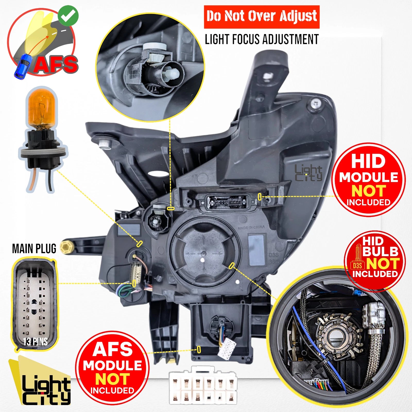 HID Headlight for Buick Enclave (2013–2017) AFS LED DRL RH