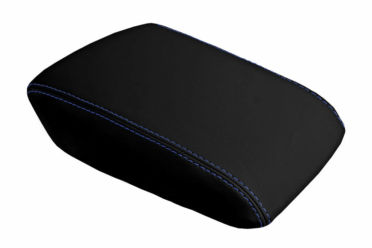 Leather Console Lid Armrest Cover for Acura TL (2004–2008) Blue Stitch