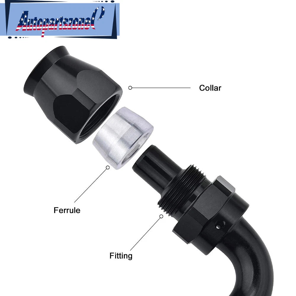 2Pcs 45° PTFE Hose End Fitting Adapter for PTFE Hose Line Only