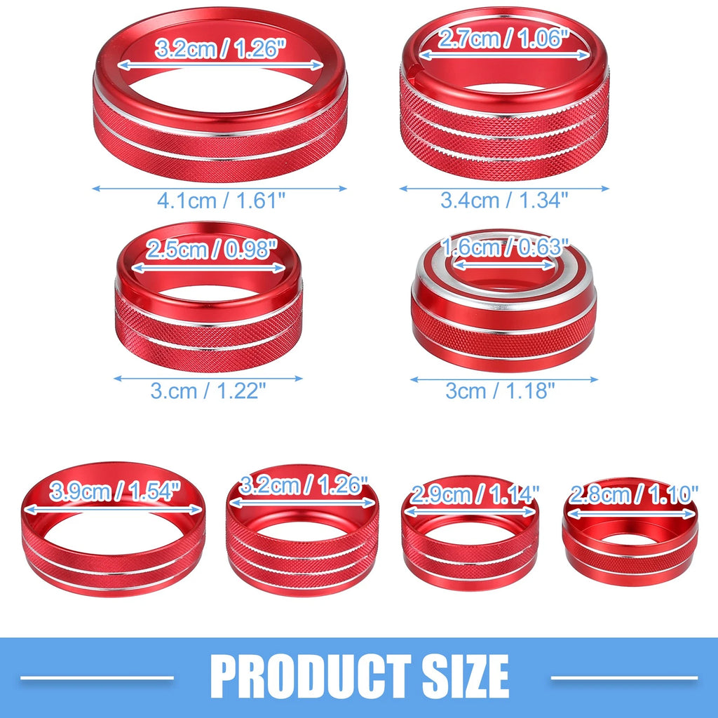 8 Pcs AC Vent Ring Cover Trim for GMC Sierra (2014–2018) Aluminum Red
