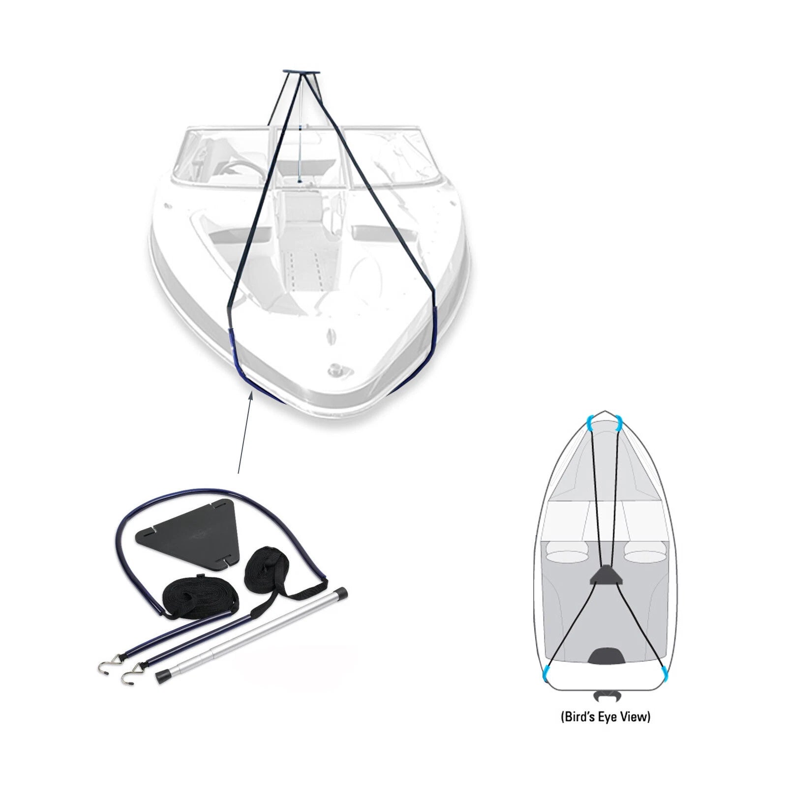 Boat Cover Support System Stand Kit with Adjustable Telescopic Pole