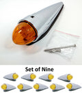 LED Cab Lights Chrome Amber Set for Peterbilt 379 (2005–2022)