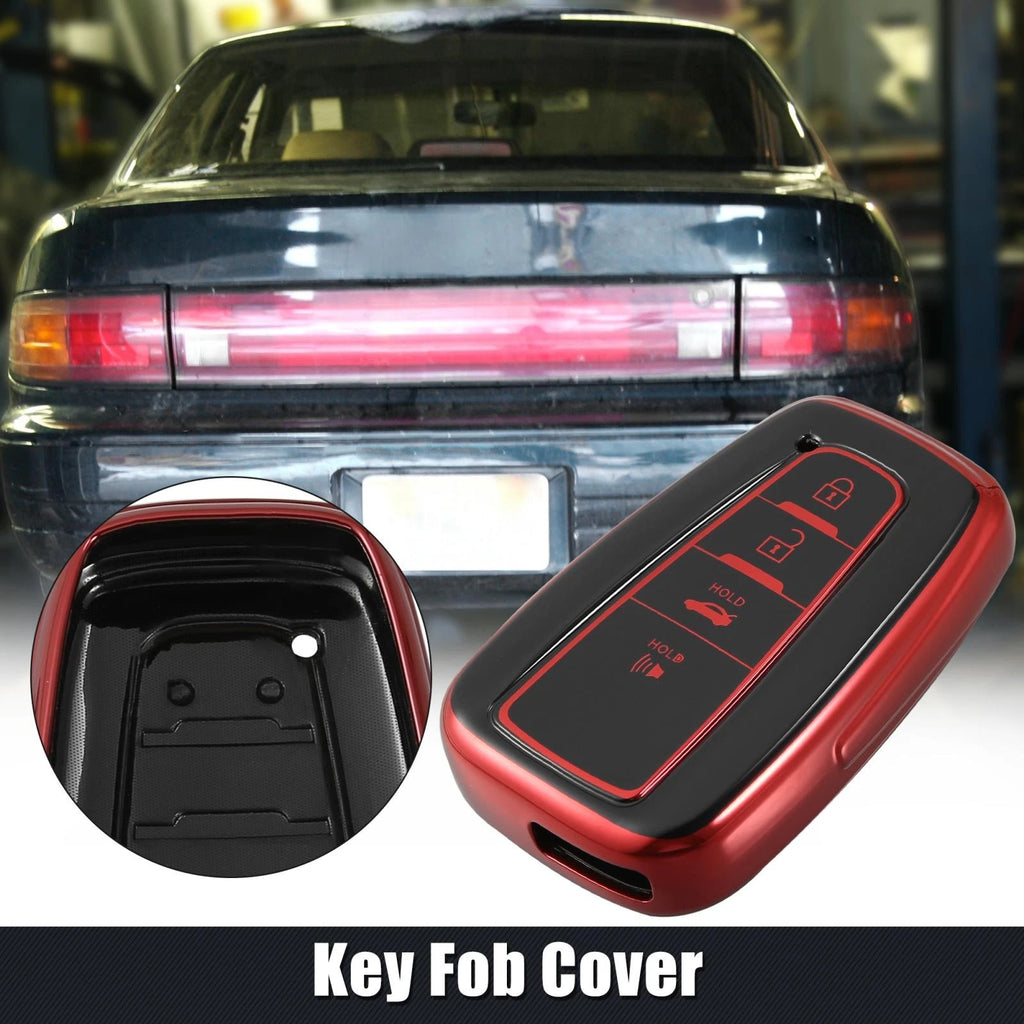 Set of 4 Red Button Remote Key Fob Covers for Toyota RAV4 Camry Corolla (2018–2022)