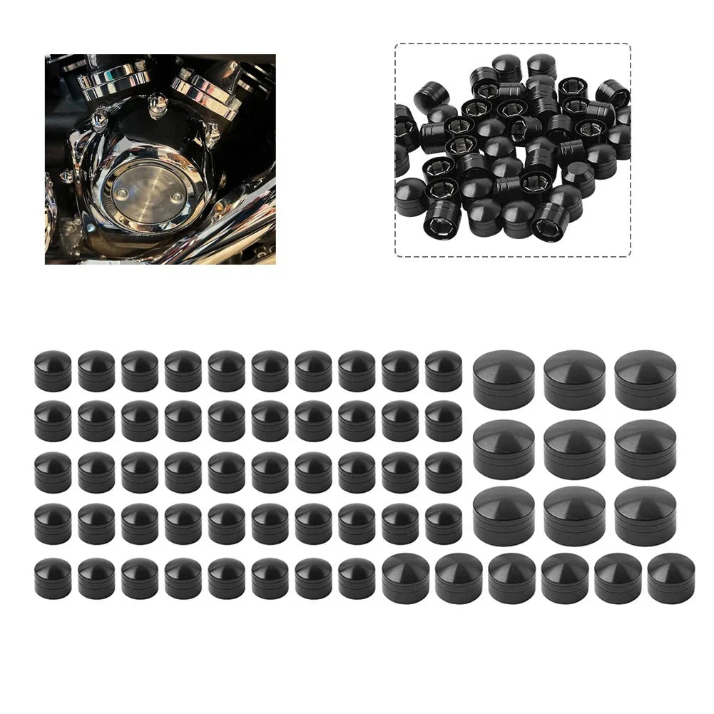 63X Black Engine Topper Bolt Caps for Harley Softail Standard FXST (2000-2006)
