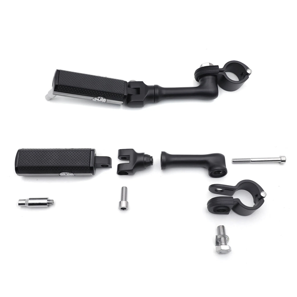 Black Gear Skull 4.5" Footpeg Mount Kit for 1.25" Engine Guard (Defiance)