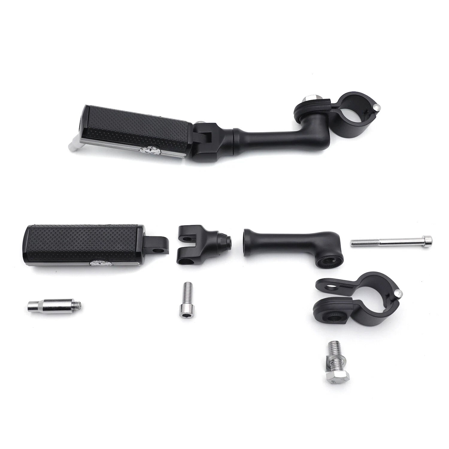 Black Gear Skull 4.5" Footpeg Mount Kit for 1.25" Engine Guard (Defiance)