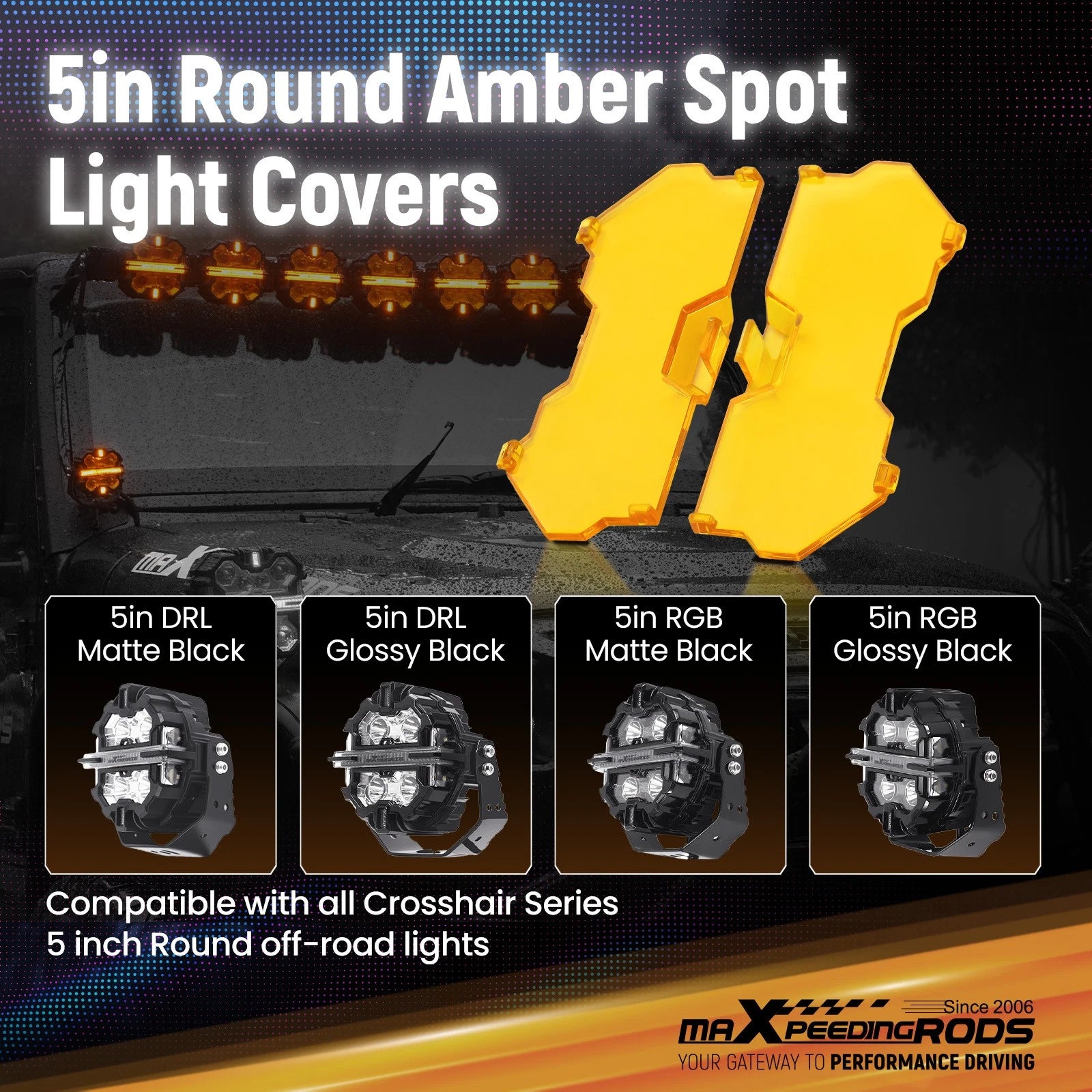 4X Round LED Light Cover for maXpeedingrods 5 Inch Driving Pods