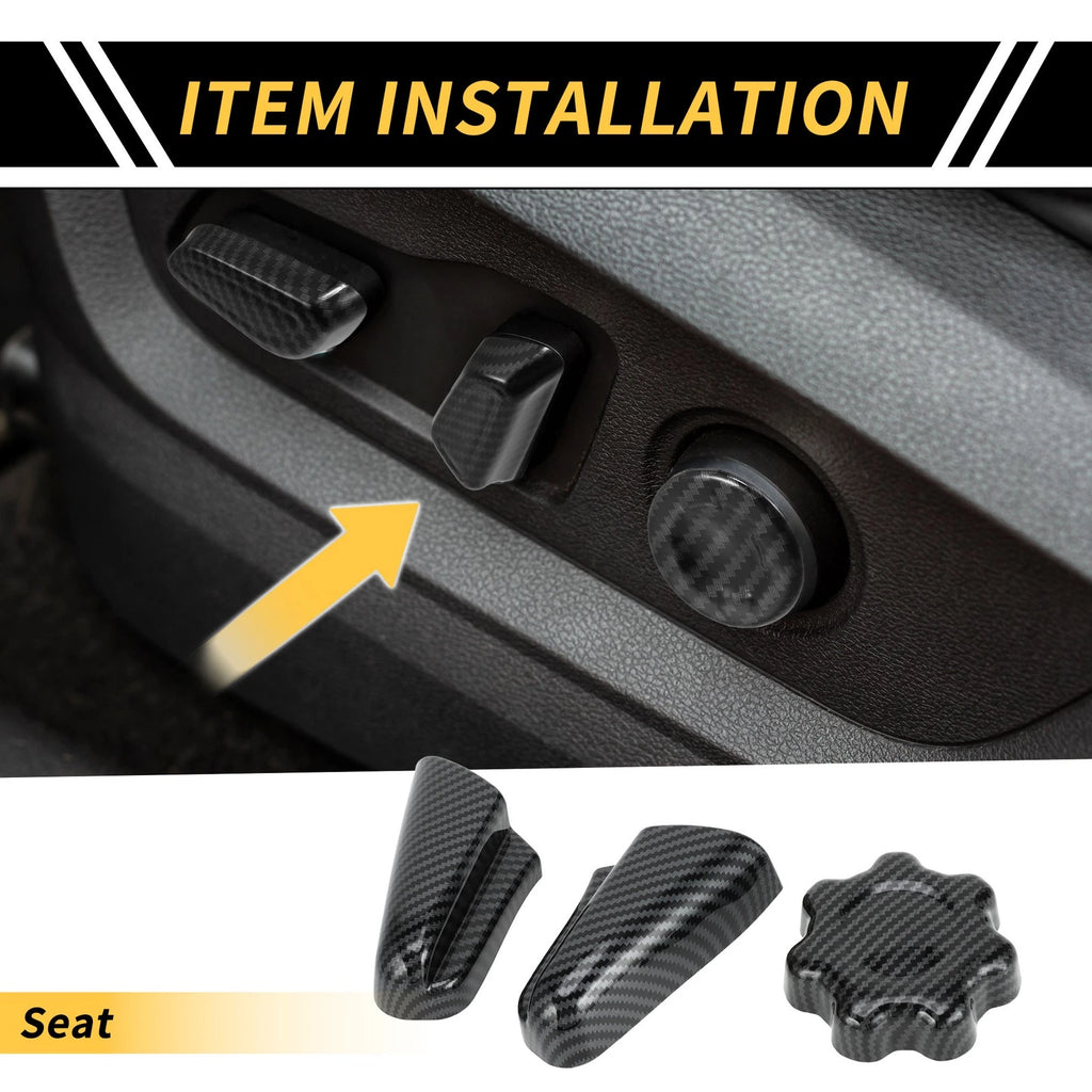 Set of 4 Carbon Fiber Pattern Seat Switch Control Button Trim for Toyota Tacoma (2016–2023)