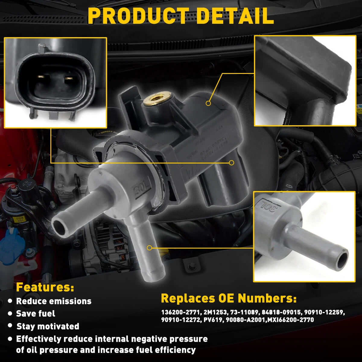 Evap Vacuum Vapor Canister Purge Solenoid Valve for Toyota Lexus