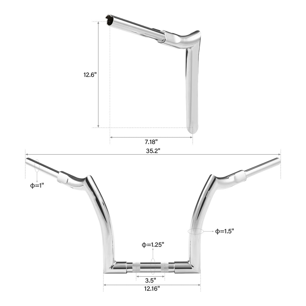 12" Rise 1 1/4" Ape Hangers Handlebar for Harley Sportster XL (2004–2023)