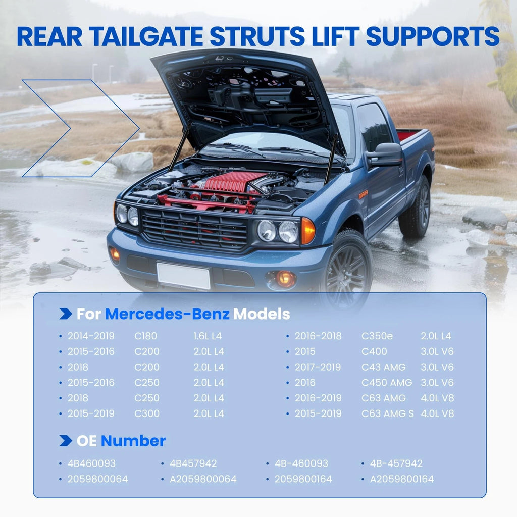 2X Front Hood Lift Supports Gas Struts for Mercedes Benz C Class (2015–2021)