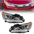Set of 2 Black Halogen Headlights with LED DRL for Honda Accord (2016–2017)