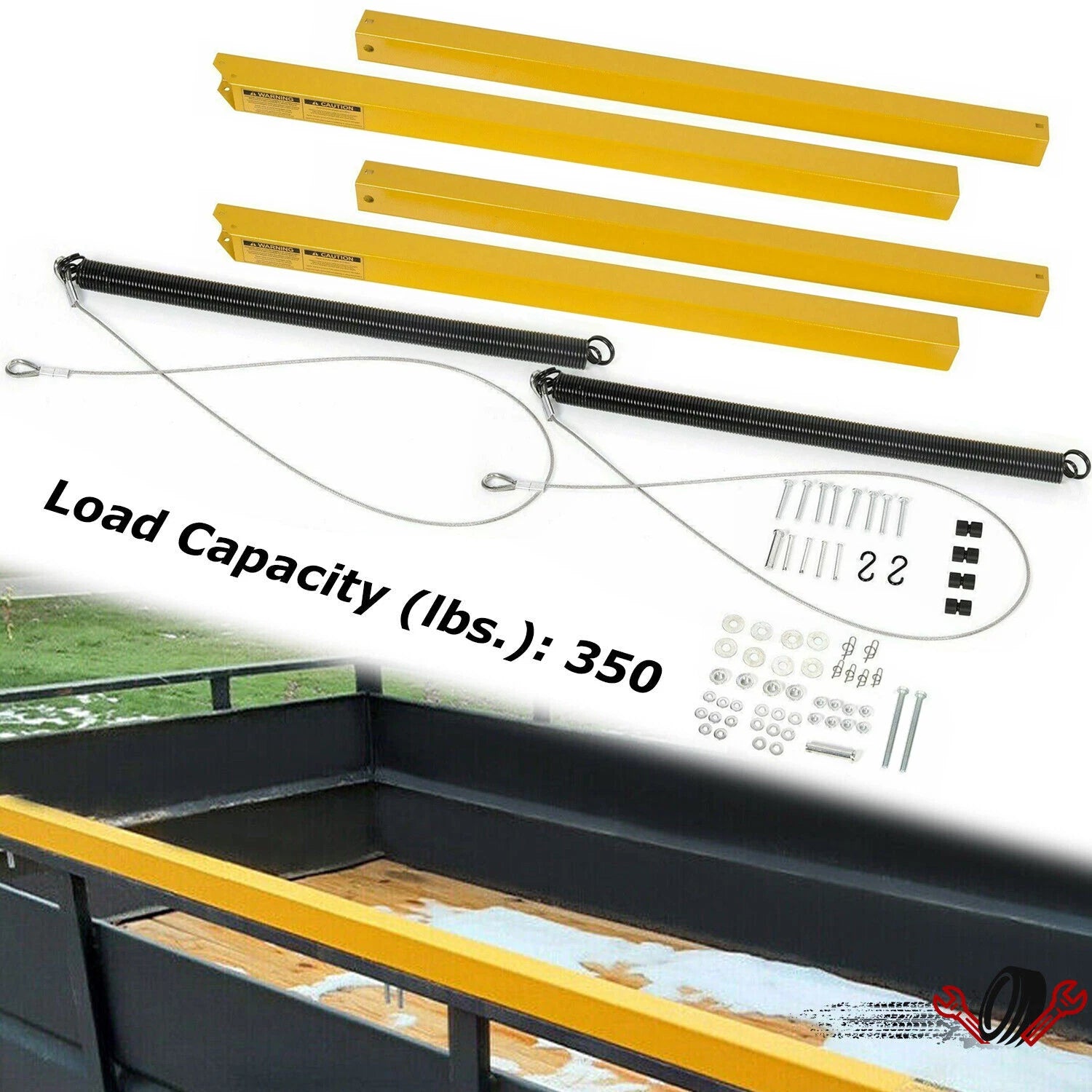 2 Sided Tailgate Ramp Lift Assist System for Utility Trailer (350 lbs)