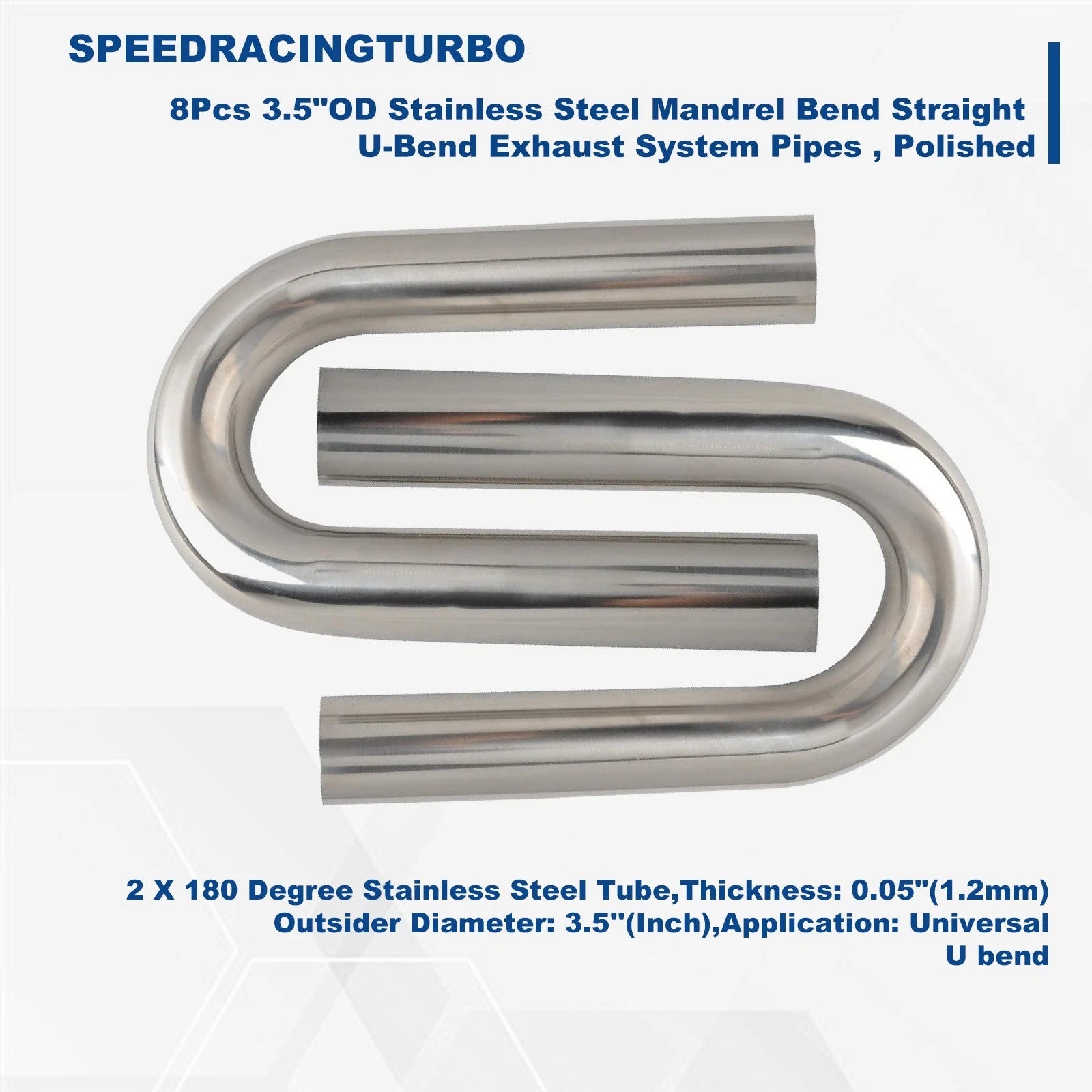 8Pcs 3.5" OD Stainless Steel Mandrel Bend Exhaust Pipes for Universal