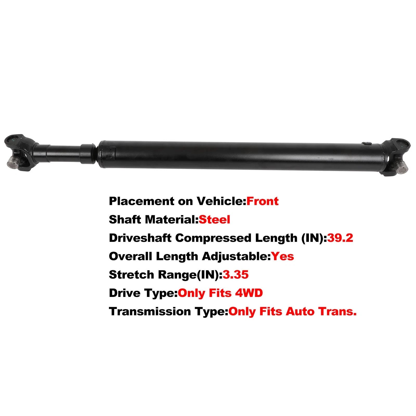 Drive Shaft for Ford Bronco (1990–1996) 4WD E4OD 4-Speed Trans