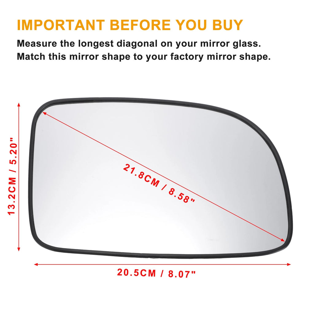 Heated Right Side Mirror Glass for Hyundai Santa Fe (2007–2009)