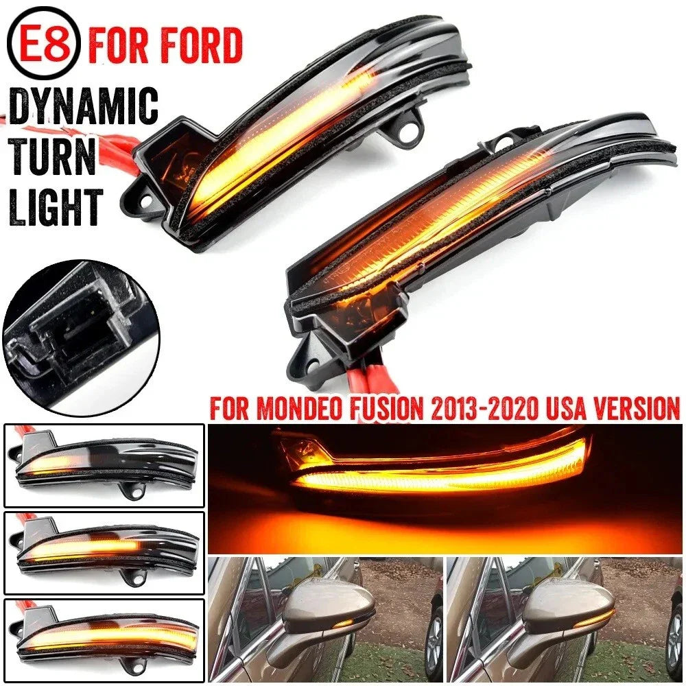 LED Sequential Side Turn Signal Mirror Blinker Lights for Ford Fusion (2013–2020)