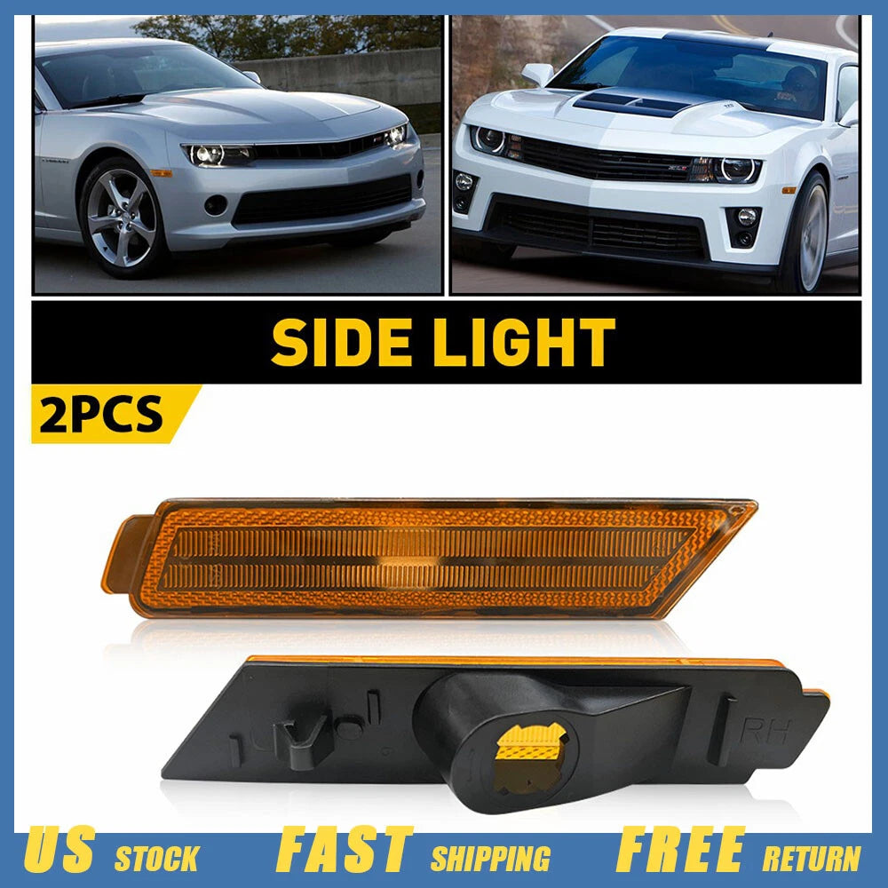 Set of 2 Front Bumper Side Marker Light Reflector Covers for Chevy Camaro (2010–2015)