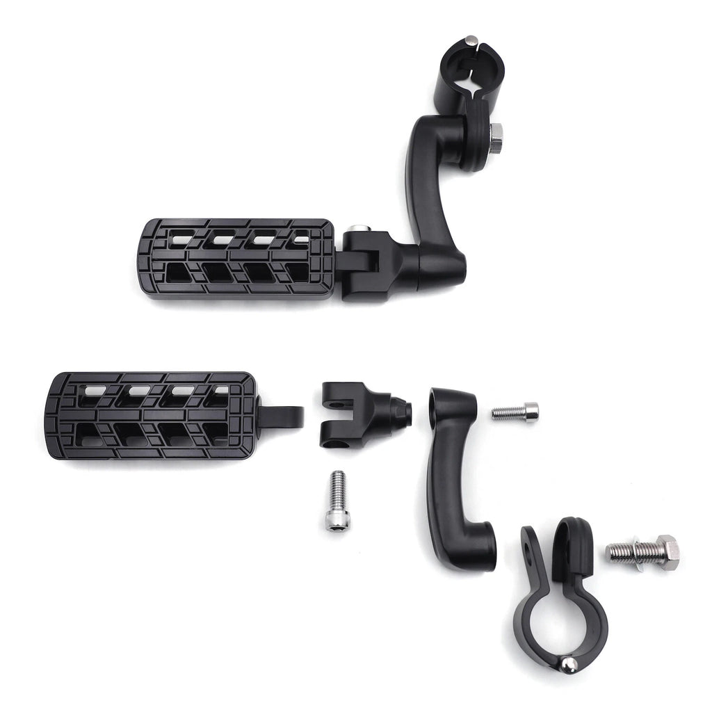 Black Dominator FootPeg 1.25" with Arched Mounting Bracket for Harley Softail