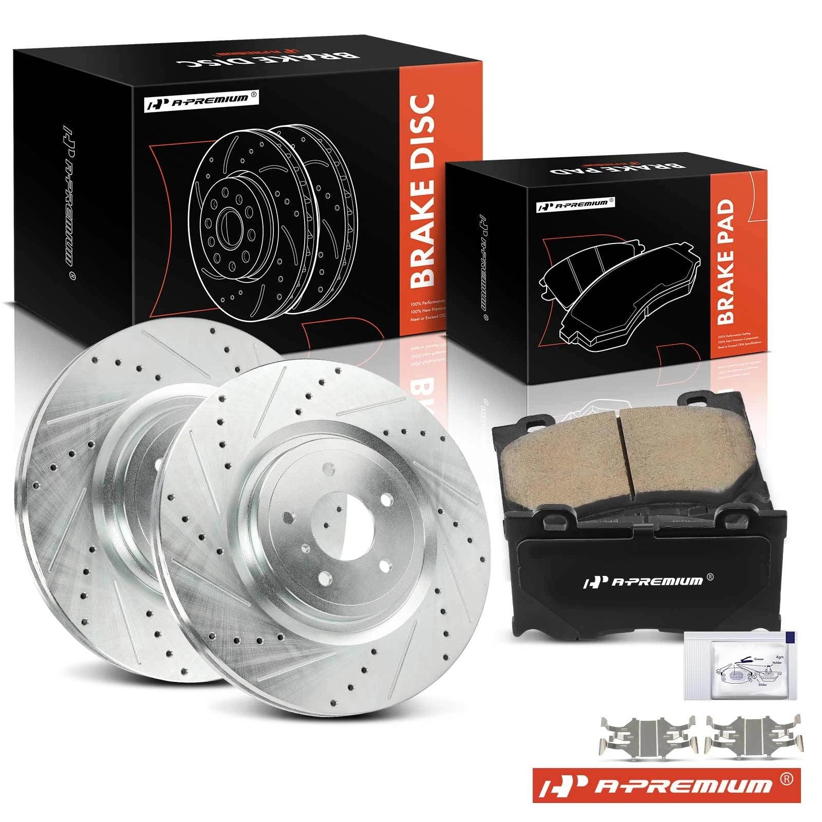 Front Drilled Brake Rotors & Ceramic Pads for Infiniti Q50 (2014–2023)
