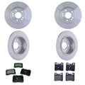 Hella Front Rear Rotors Low-Met Disc Brake Pad Kit for Mercedes R129 (1989–2002)