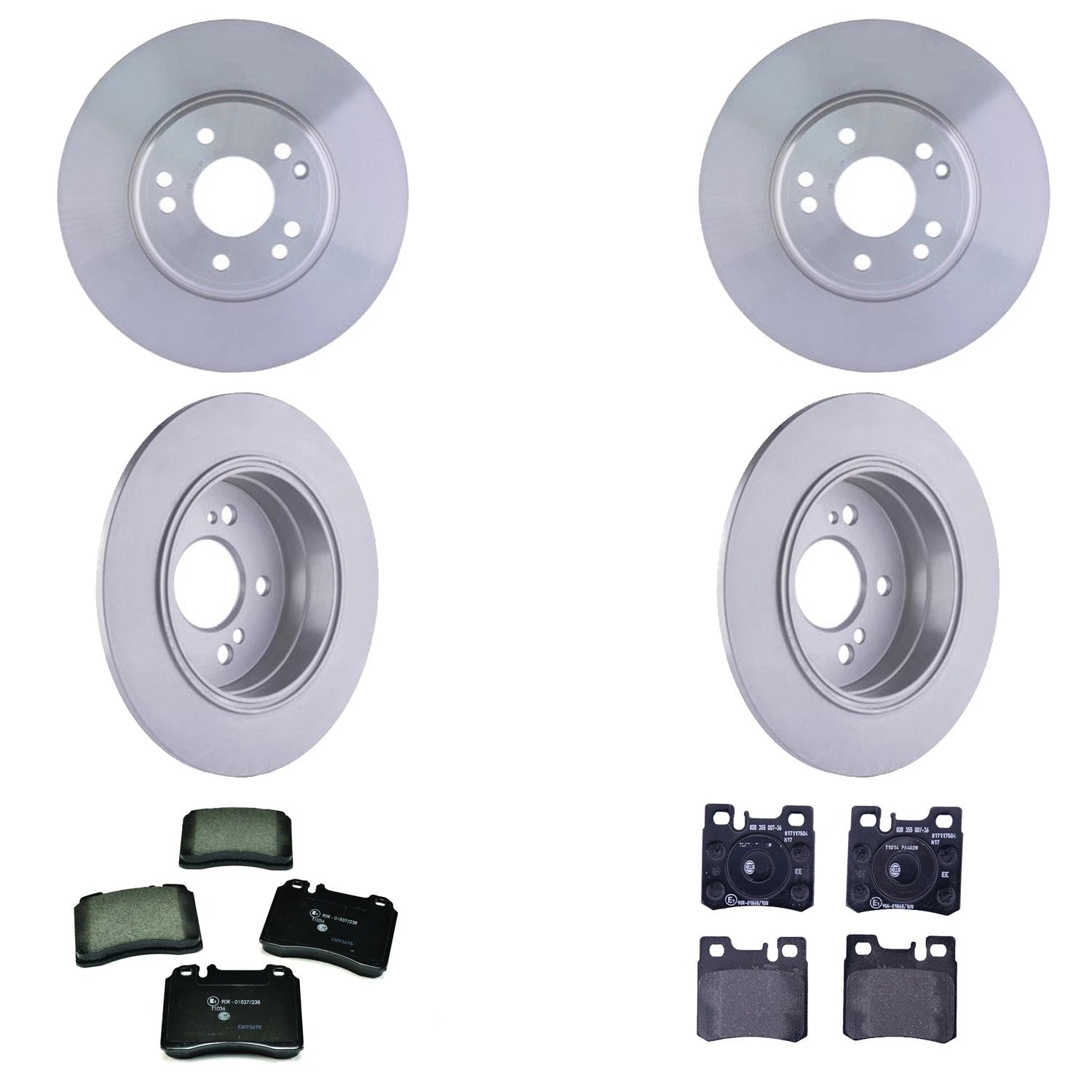 Hella Front Rear Rotors Low-Met Disc Brake Pad Kit for Mercedes R129 (1989–2002)