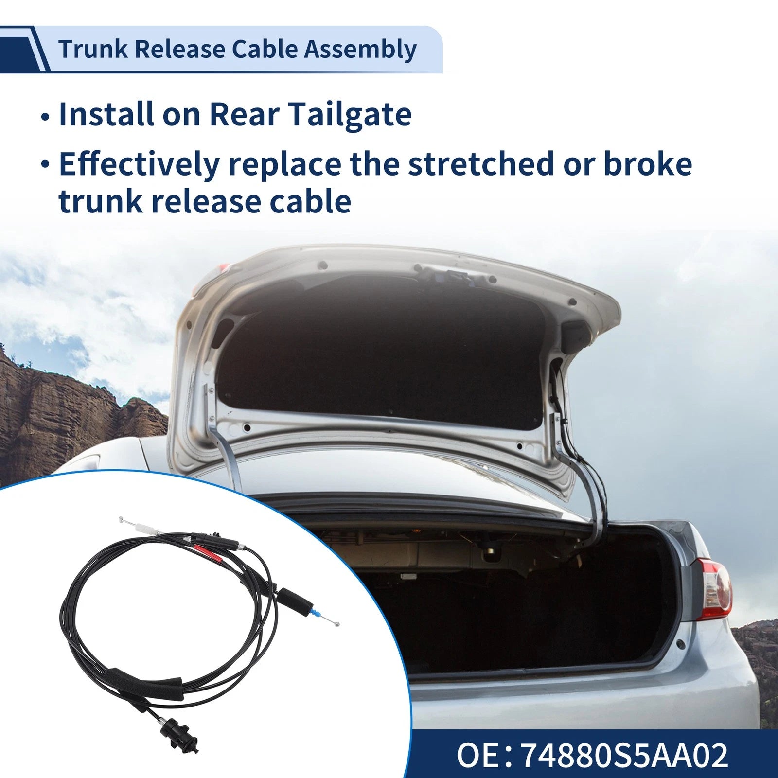 Trunk Lid Release Cable for Honda Civic (2001–2005) No. 74880S5AA02
