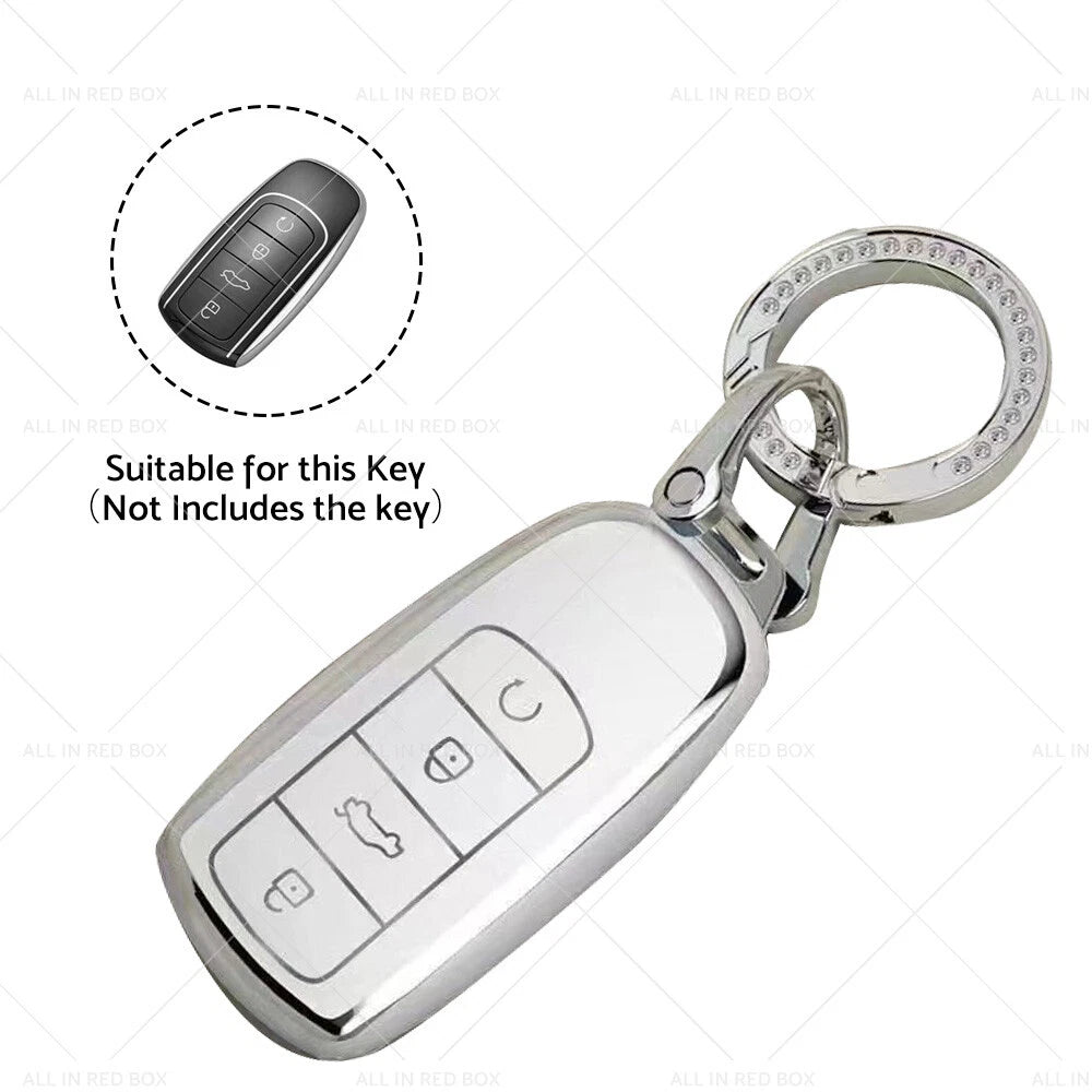 Remote Key Fob Case Cover TPU White & Silver for Chery Omoda 5 (2022–2023)