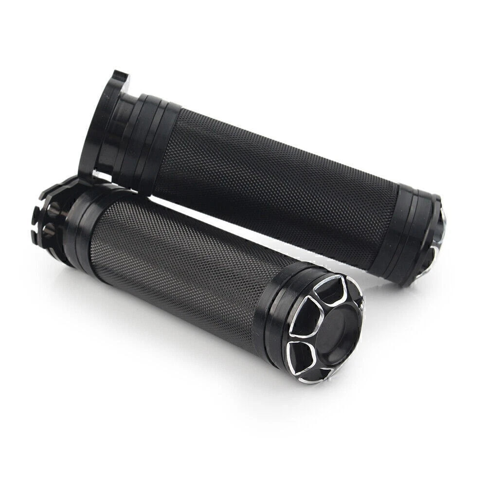 1" Black Cut Handle Bar Hand Grips for Harley VRSC XL XR Dyna Softail (1996–Present)