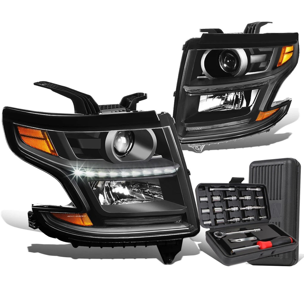 LED Black Amber Projector Headlight Lamp for Suburban Tahoe (2015–2020)