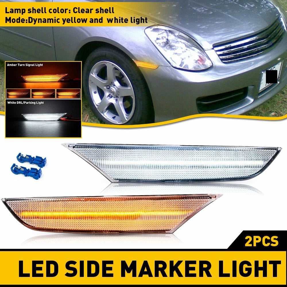Set of 2 LED Front Bumper Side Marker Lights for Infiniti G35 (2003–2006)