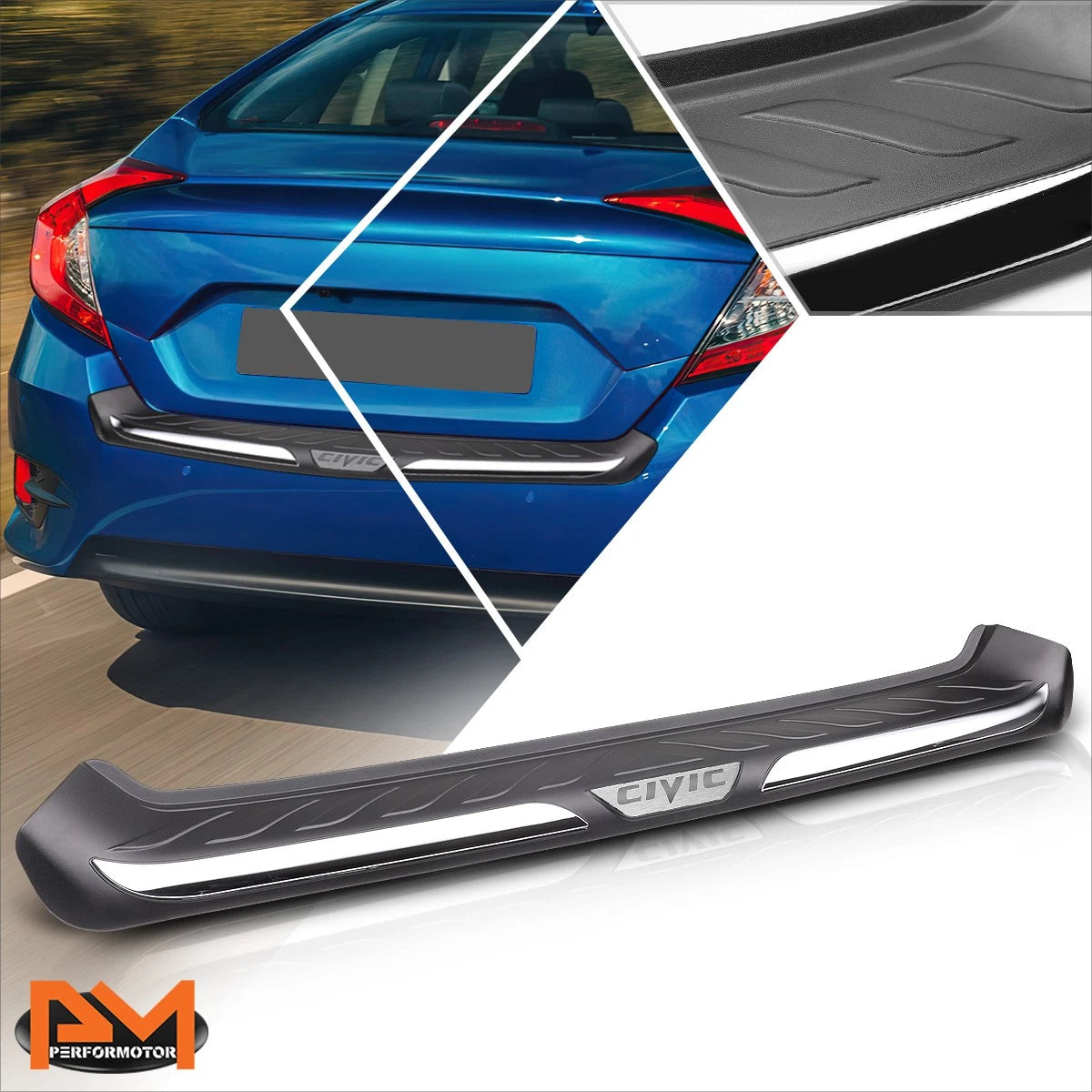 Rear Bumper Edge Plate Protector Cover for Honda Civic FC FK (2016–2017)