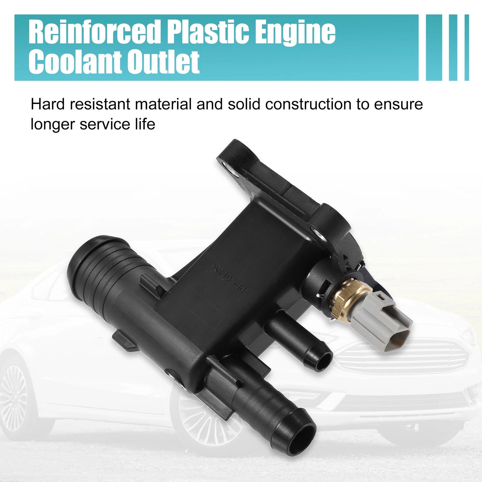 Engine Coolant Water Outlet w/ Temp Sensor for Ford 2.0 EcoBoost (2015–2020) NO. LR038758