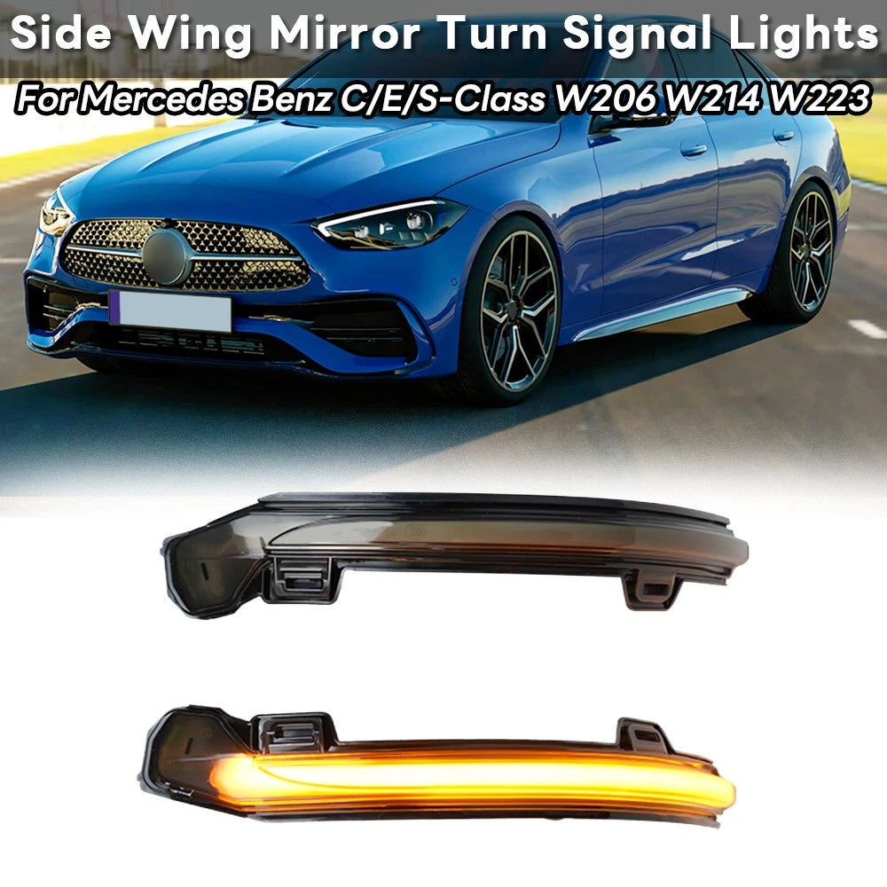 Sequential LED Amber Side Mirror Turn Signal Light Pair for Benz W206 W214 W223