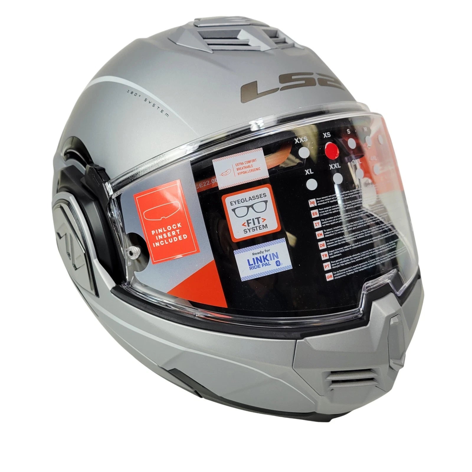 LS2 Matte Silver Advant Motorcycle Touring Helmet 906-1131 (Size XS)