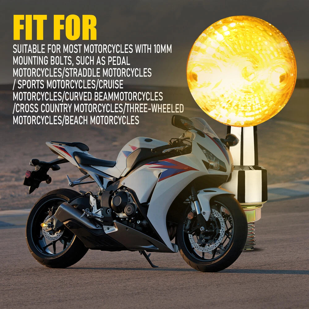 Chrome Amber Motorcycle Blinker Turn Signals for Yamaha Kawasaki Honda