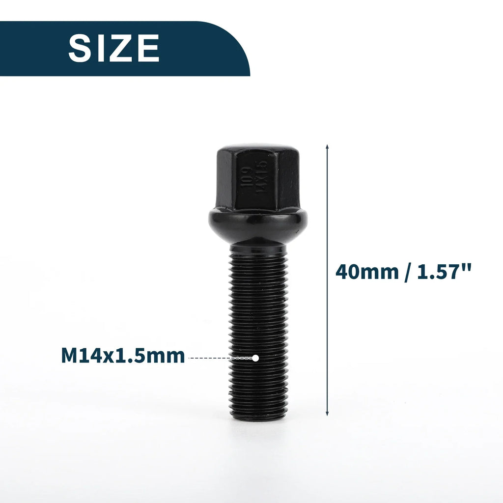 10 x M14x1.5mm Ball Seat Wheel Lug Bolts for Volkswagen & Porsche
