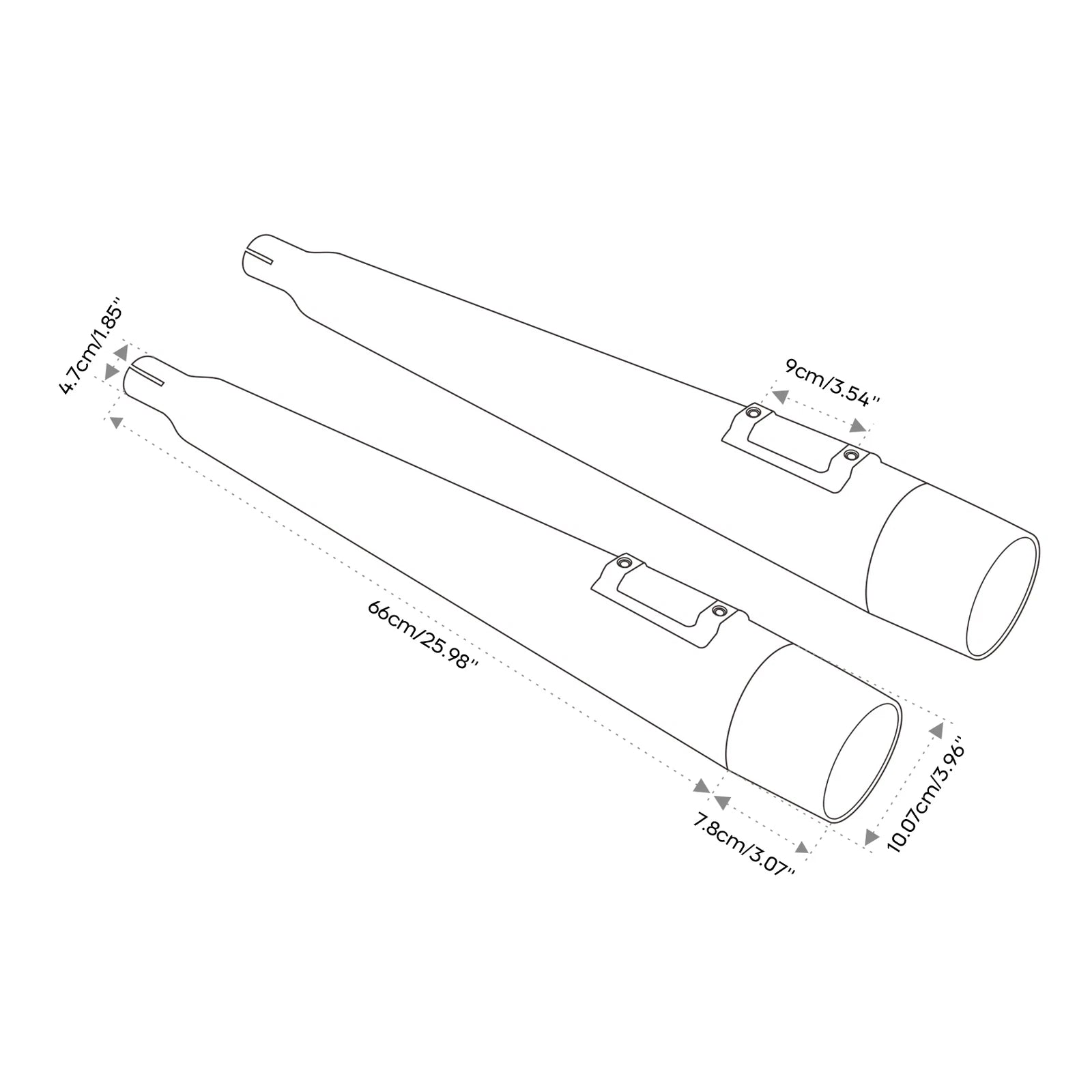 4" Megaphone Dual Exhaust Pipes for Harley Street Road Glide (1995–2016)