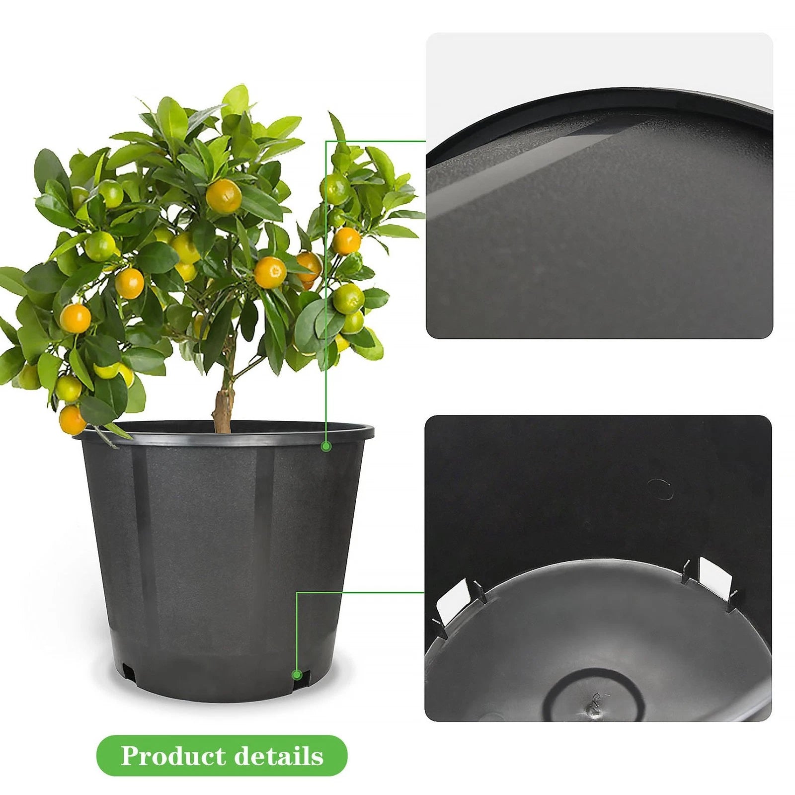3gal Heavy Duty Black Plastic Nursery Plant Container for Garden (N/A)