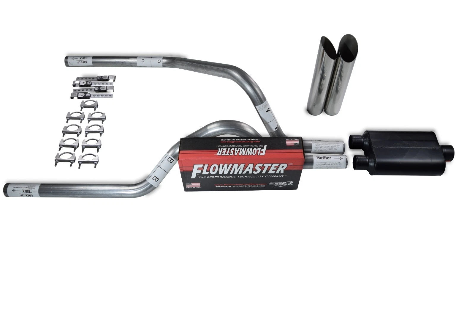 2.5" Dual Exhaust Kit for Dodge Dakota (1987–1996) - Flowmaster 40 Series Tips